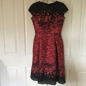 Rickie Freeman Teri Jon floral metallic jacquard dress Sz 4